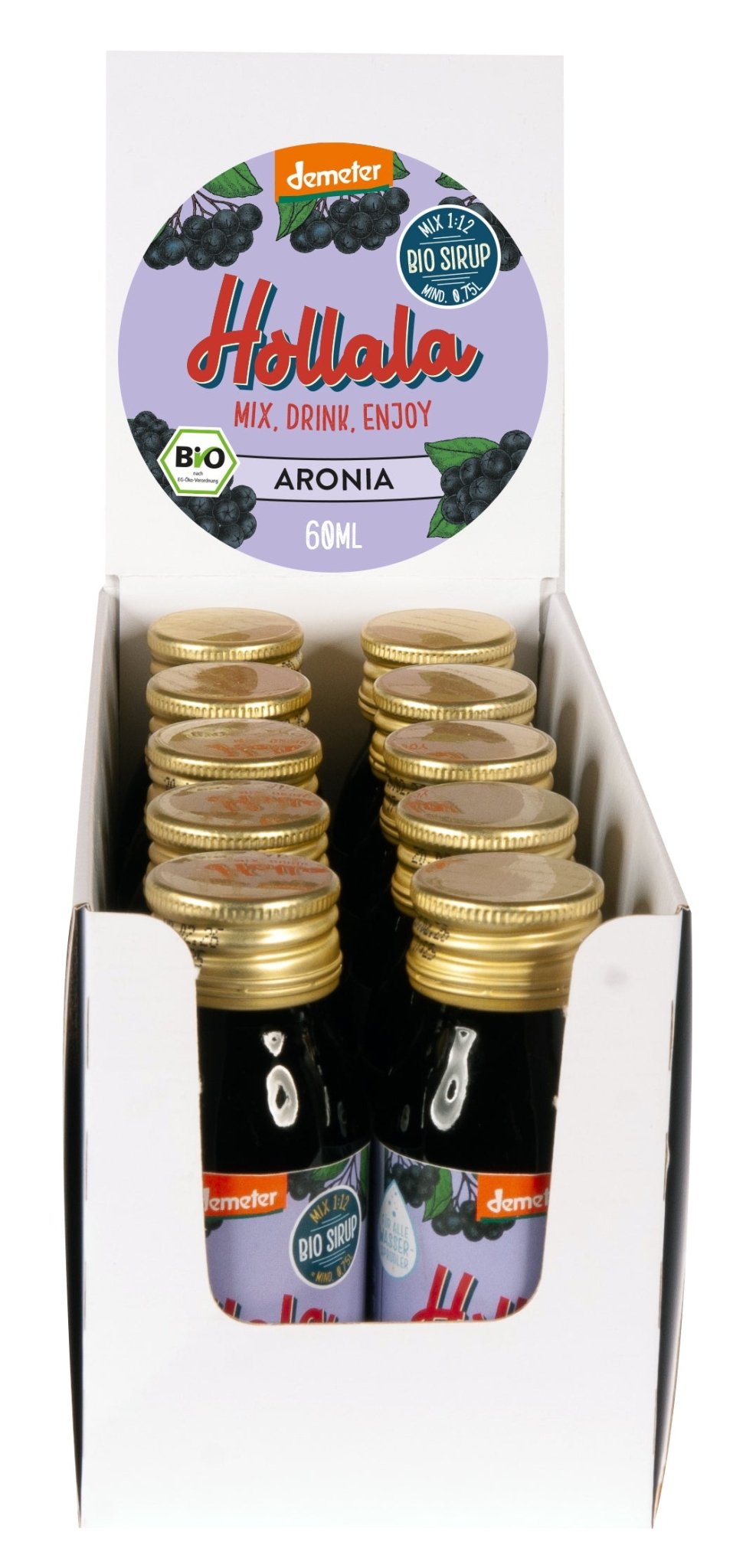 HOLLALA - Bio (Demeter) Sirup Aronia 60ml 10er Mini Schütte - Hollala - mix.drink.enjoy! - Hollala