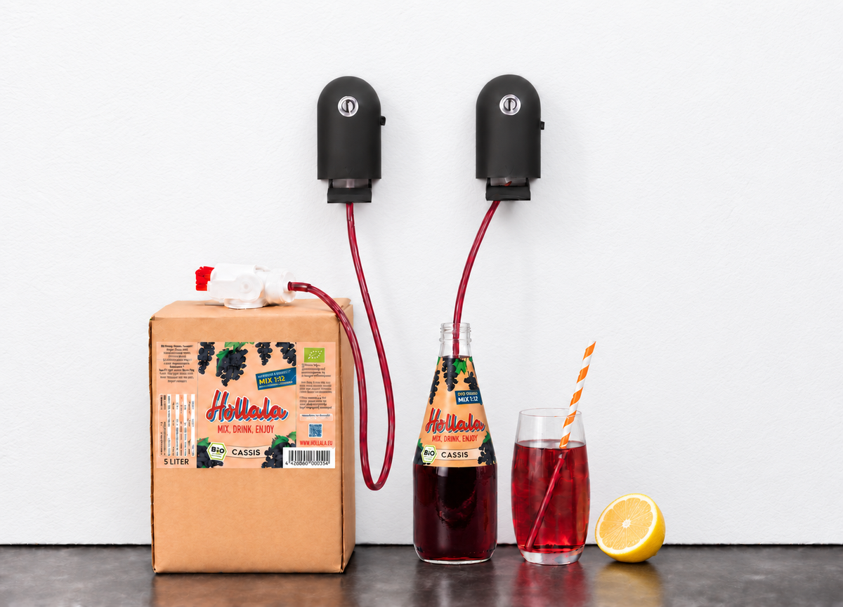 Hollala Dispenser mit Flasche und Bag-in-Box